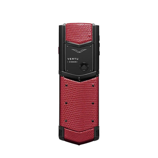 VERTU SIGNATURE V KEYPAD MOBILE PHONE - PURE BLACK LIZARD RED