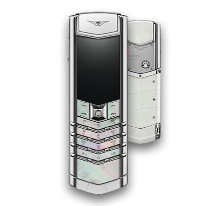 Vertu Signature V Mother Of Pearl White Leather Keypad Mobile Phone