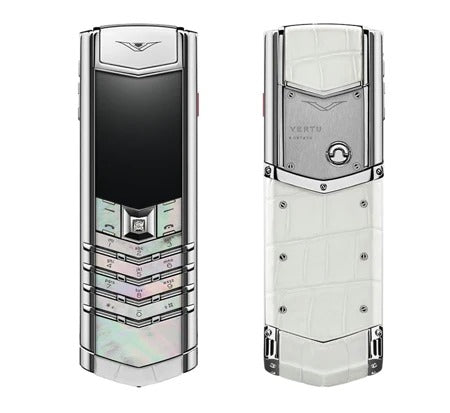 Vertu Signature V Mother Of Pearl White Leather Keypad Mobile Phone