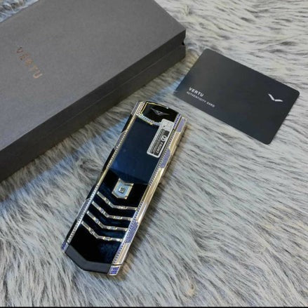 Vertu Signature Black Silver Blue Diamonds Edition Mobile Phone ( Pre Order)