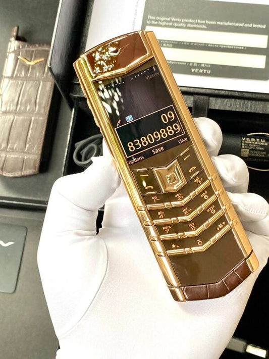 Vertu Signature S Rose Gold Chocolate Alligator Skin