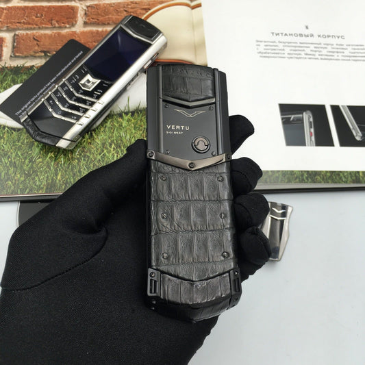 Vertu Signature S All Black Crocodile Business Luxury Mobile Phone