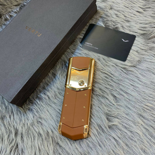 Vertu Signature S Camel Brown Leather Keypad Button Mobile Phone